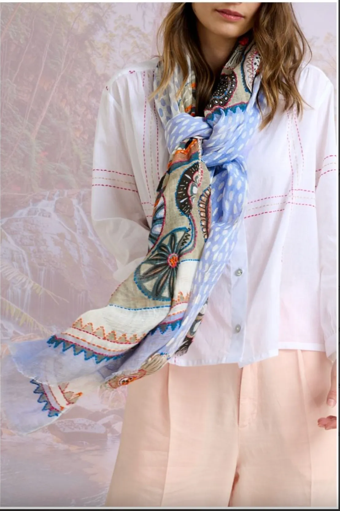 Athena Linen Scarf Bleuet
